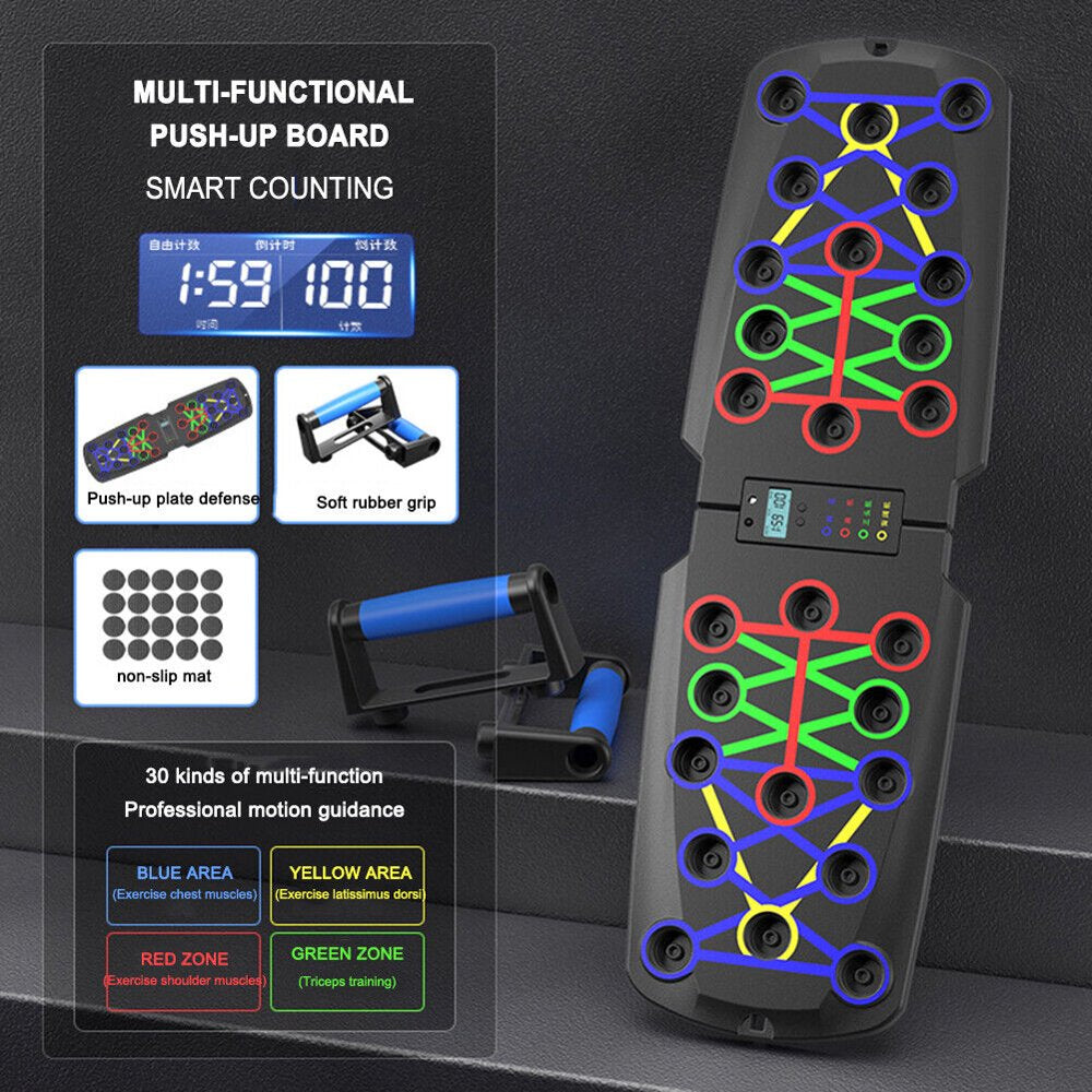 Portable Multi-Function Foldable 10 in 1 Push up Bar With Timer