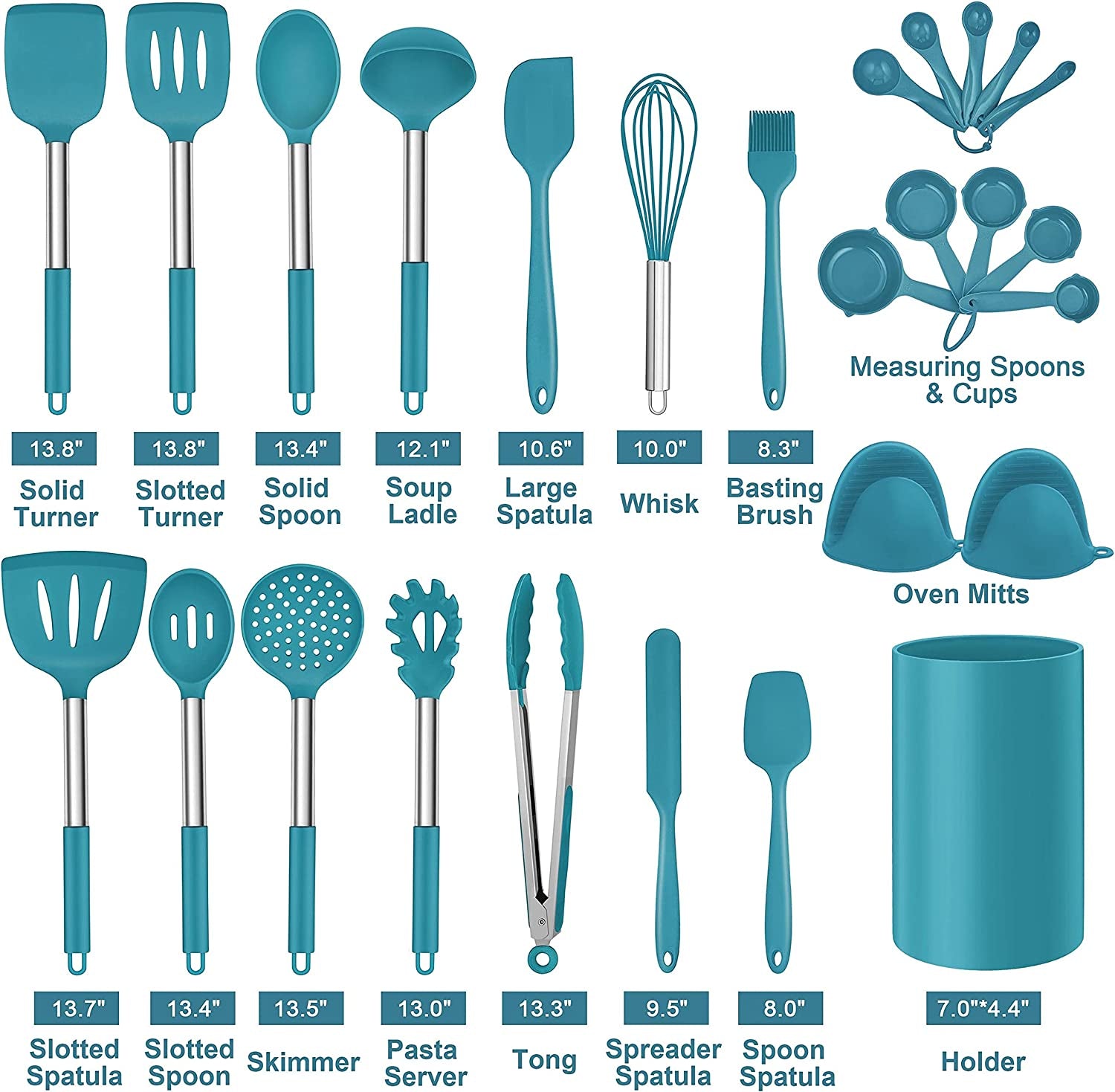 27 & 14 Piece Silicone Cooking Utensils Set with Holder