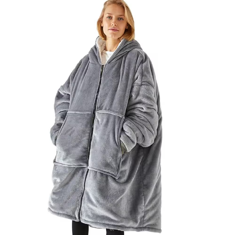 Blue Wearable Blanket with Soft Fleece 