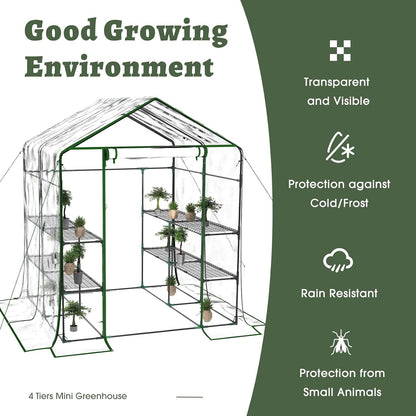 Greenhouse, Portable Green House Indoor and Outdoor, Mini Greenhouse Kit with Anchors and Ropes, 