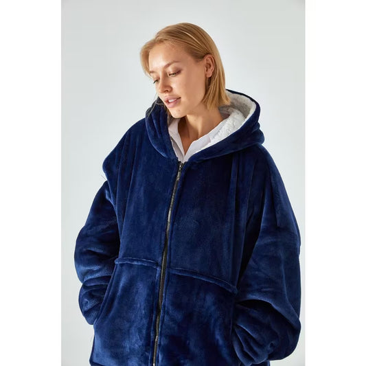 Blue Wearable Blanket with Soft Fleece 