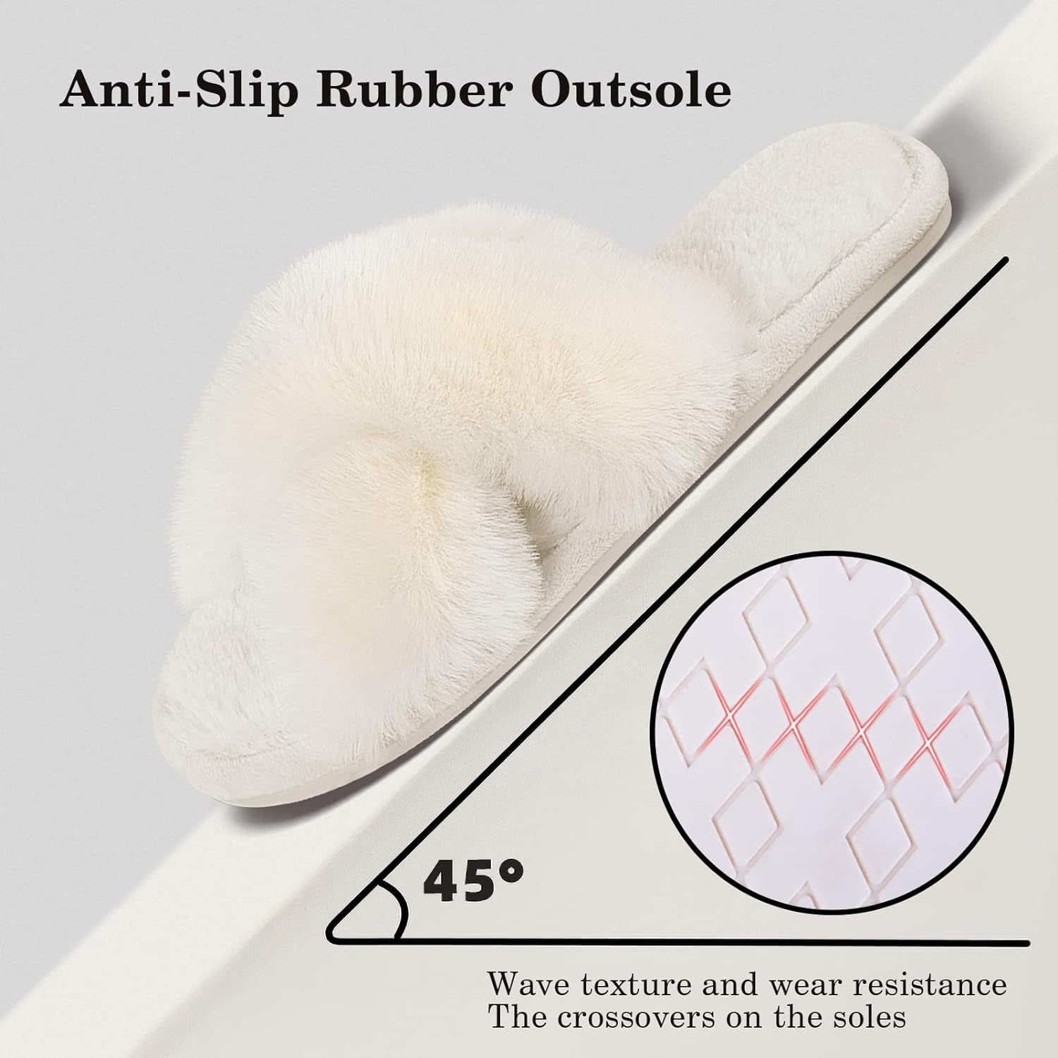 Cozy Furry Cross Band Slippers Anti-Skid Sole