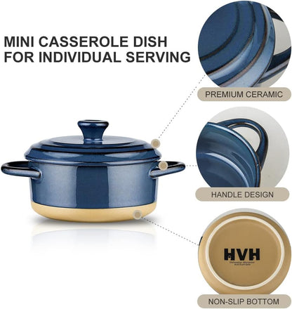 Farmhouse Style 12oz Mini Casserole Dishes with Lids